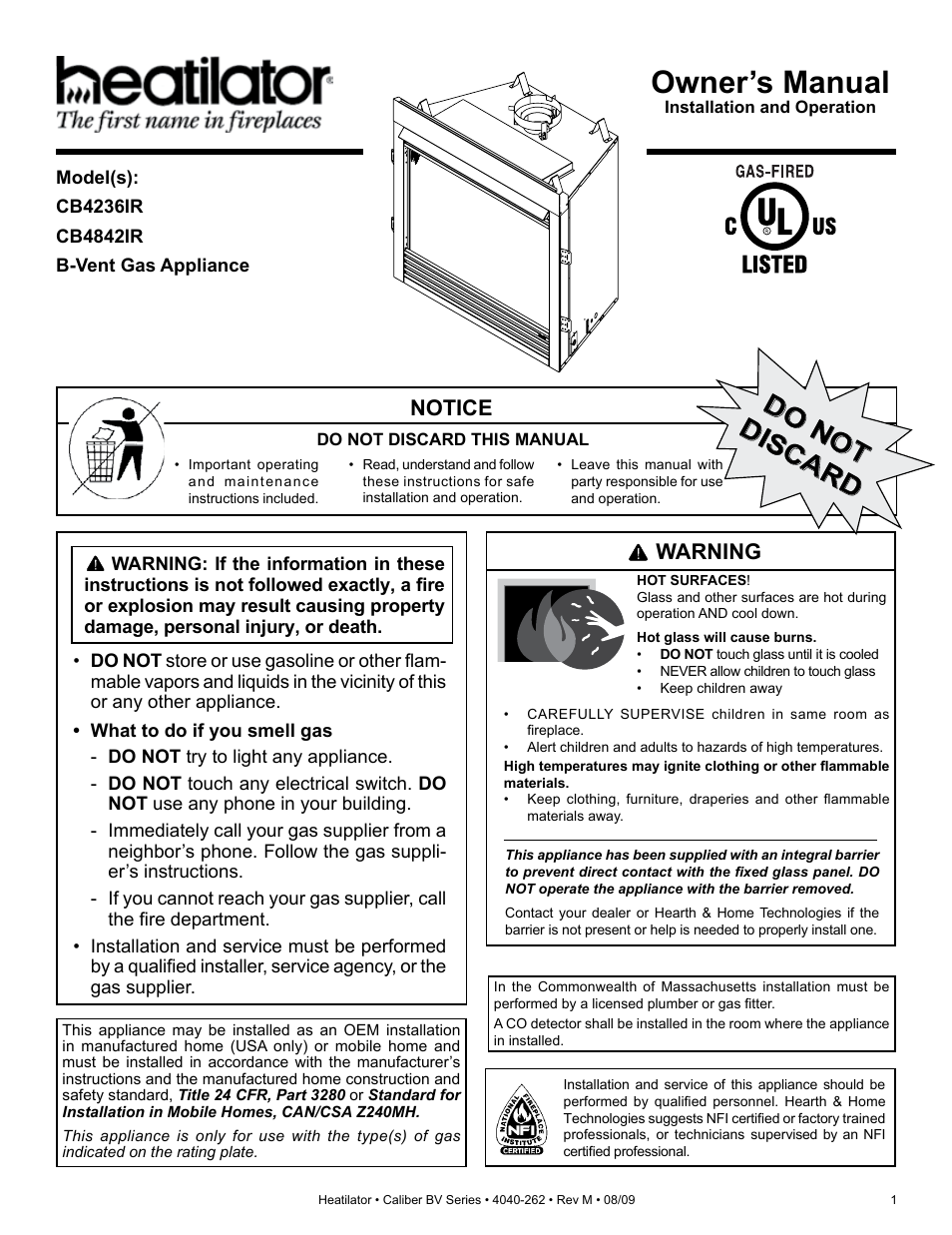 Heatiator CB4842IR User Manual | 40 pages