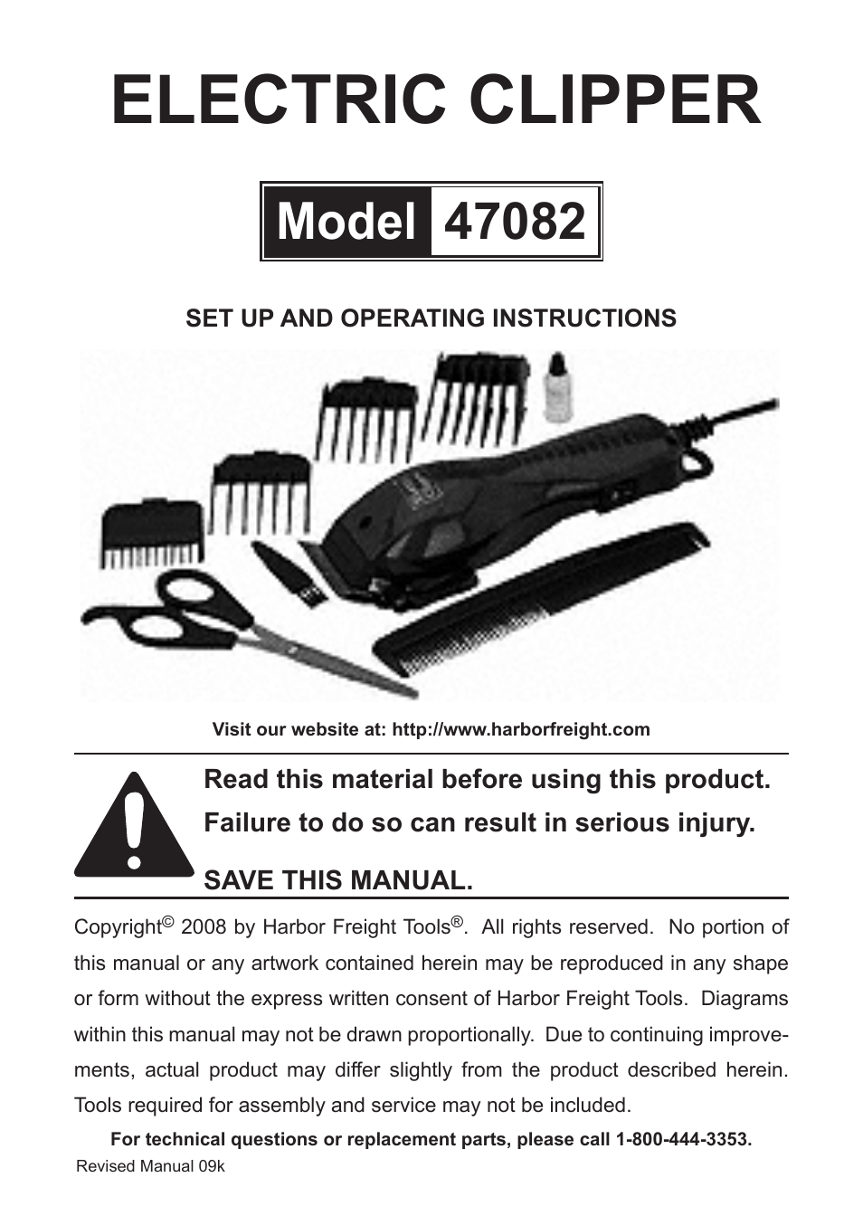 Harbor Freight Tools 47082 User Manual | 8 pages