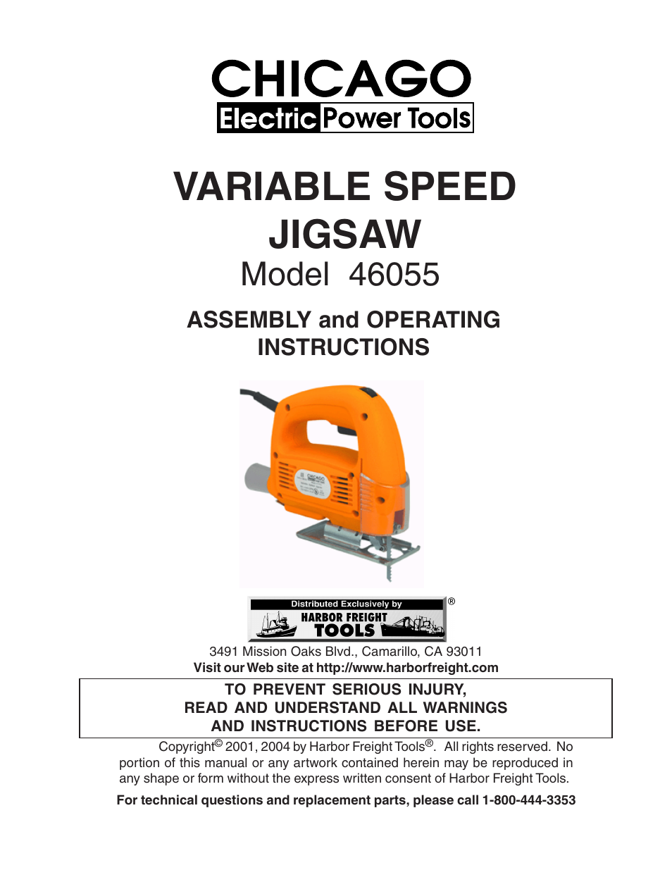 Harbor Freight Tools 46055 User Manual | 13 pages