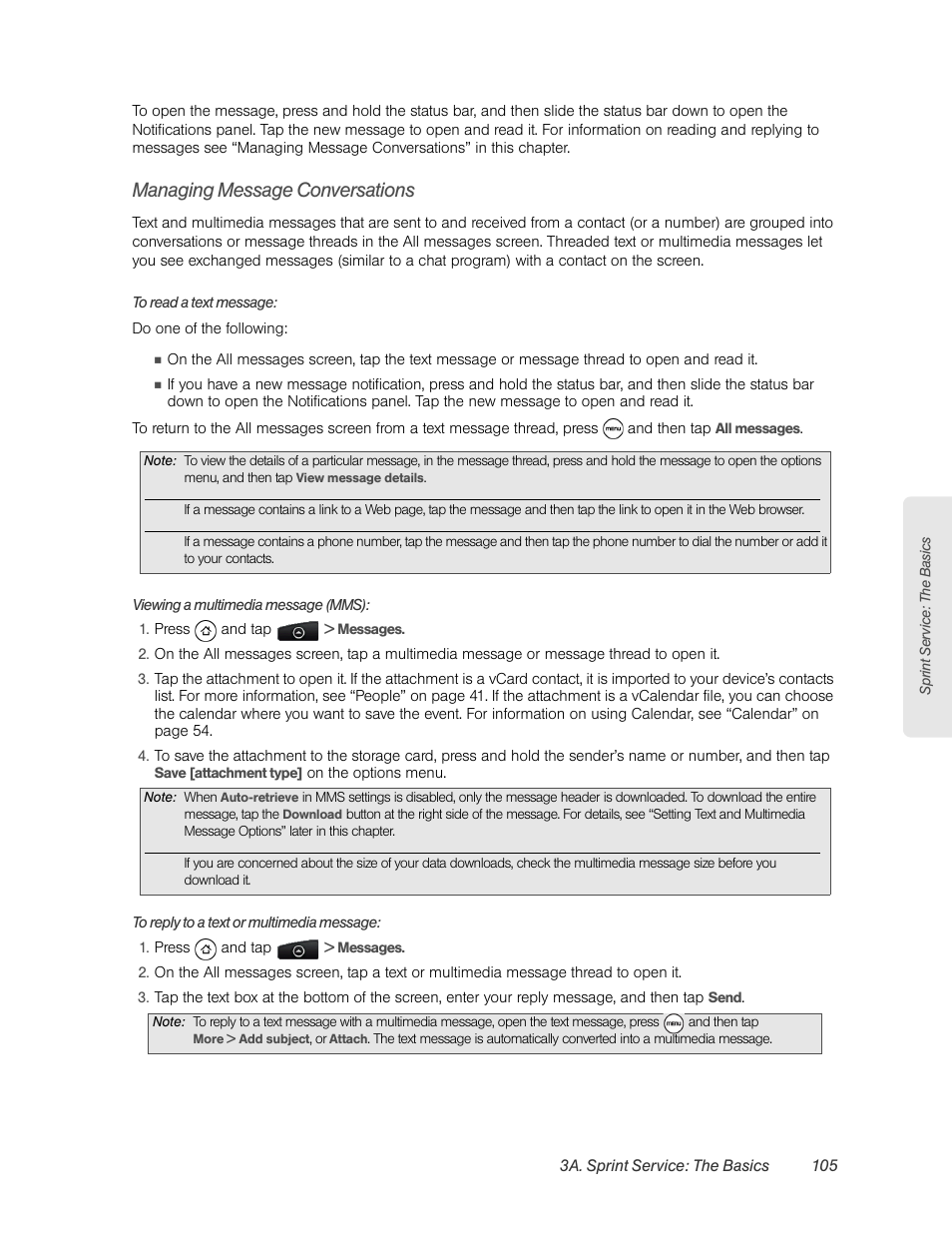 Managing message conversations | HTC EVO 4G User Manual | Page 115 / 197