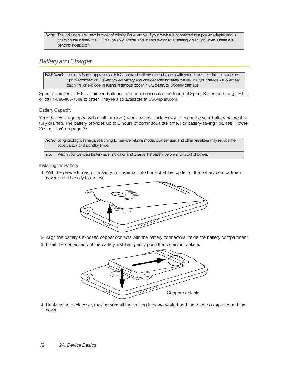 Battery and charger | HTC EVO 4G User Manual | Page 22 / 197