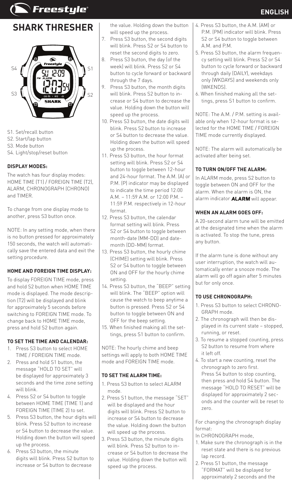 Freestyle Shark Thesher User Manual | 14 pages