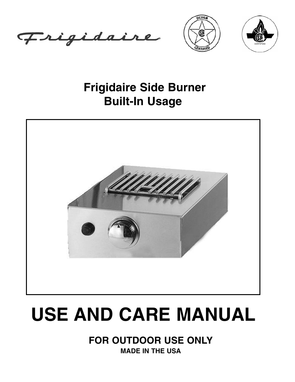 FRIGIDAIRE Side Burner User Manual | 11 pages