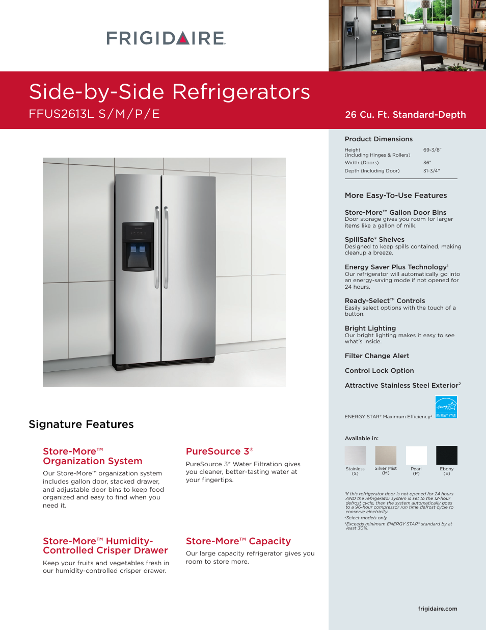 FRIGIDAIRE FFUS2613LS User Manual | 3 pages