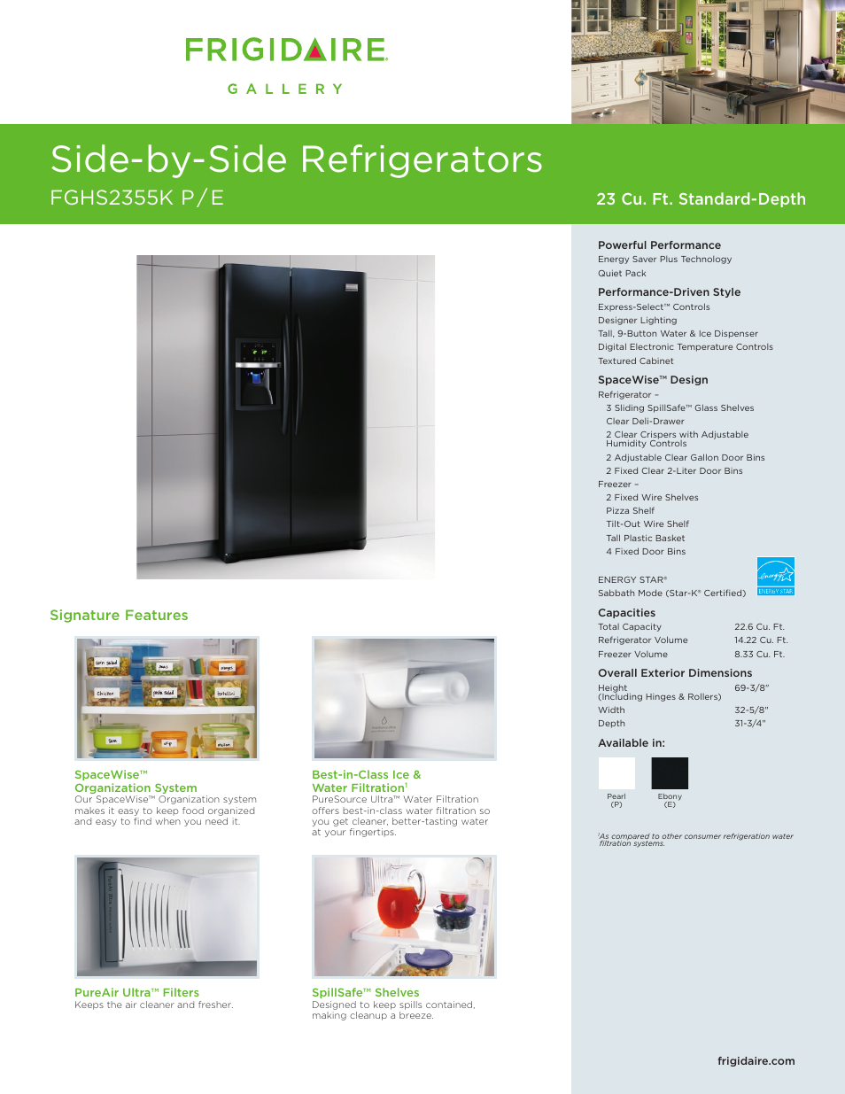 FRIGIDAIRE FGHS2355KP User Manual | 2 pages