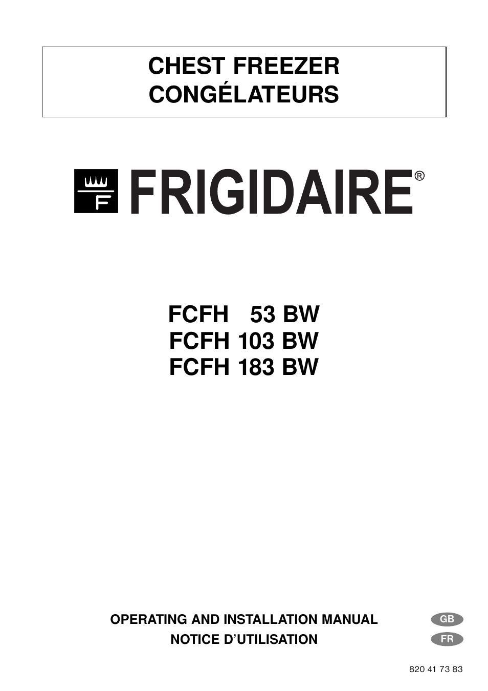FRIGIDAIRE FCFH 183 BW User Manual | 11 pages