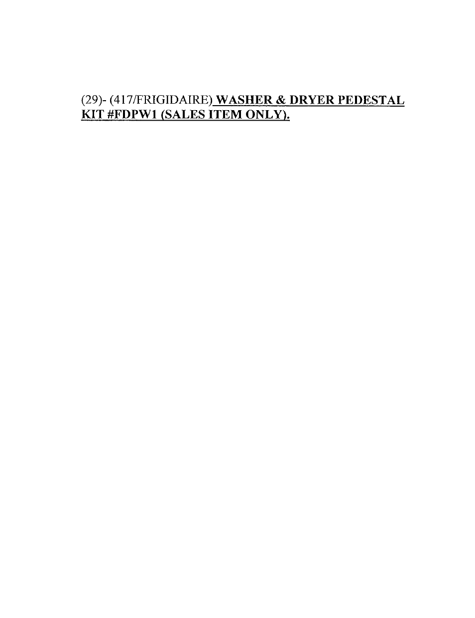 FRIGIDAIRE FDPW1 User Manual | 3 pages