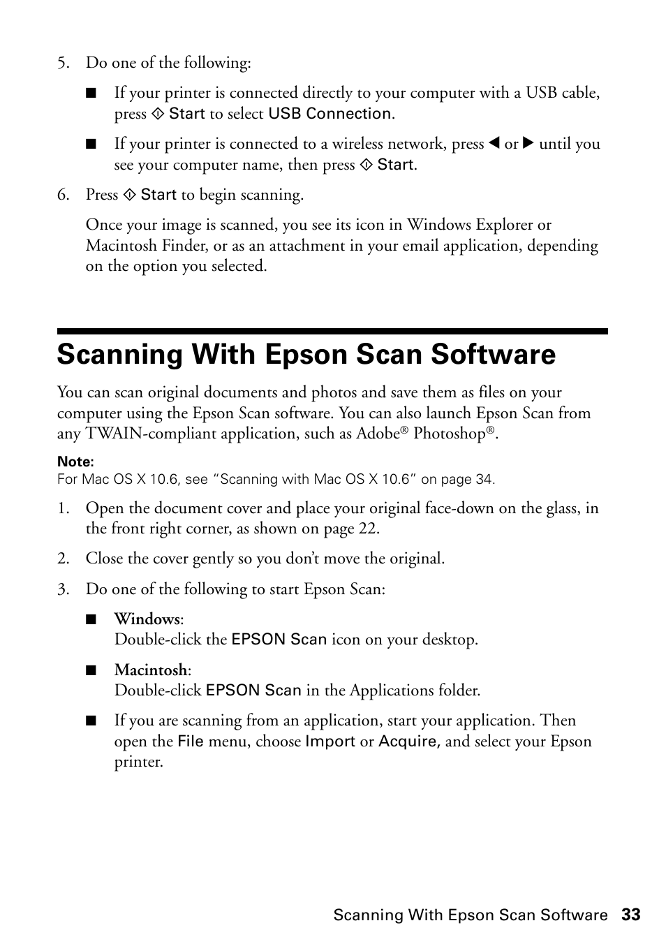 Scanning with epson scan software | Epson Stylus NX420 User Manual | Page 33 / 56