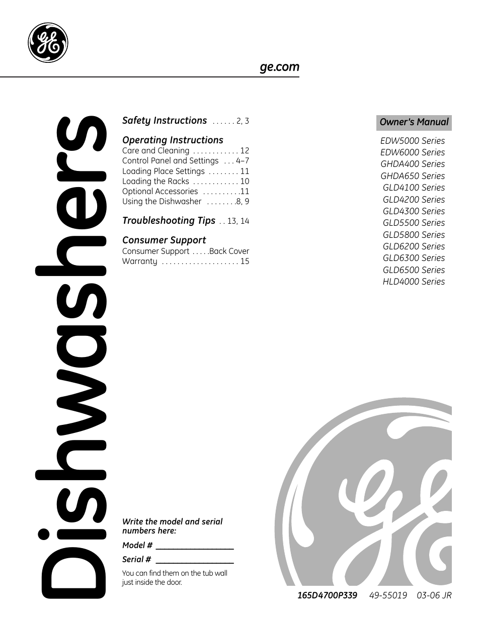GE EDW5000 User Manual | 16 pages