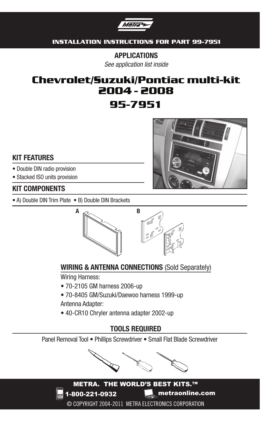 Metra Electronics multi-kit 95-7951 for Chevrolet User Manual | 12 pages