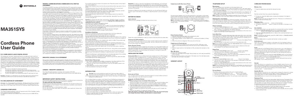 Motorola MA351SYS User Manual | 2 pages