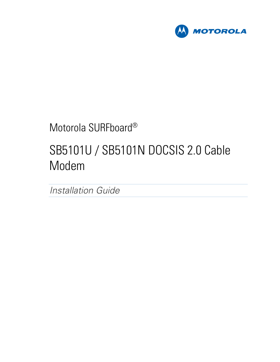 Motorola SB5101N DOCSIS 2.0 Cable  Modem User Manual | 16 pages