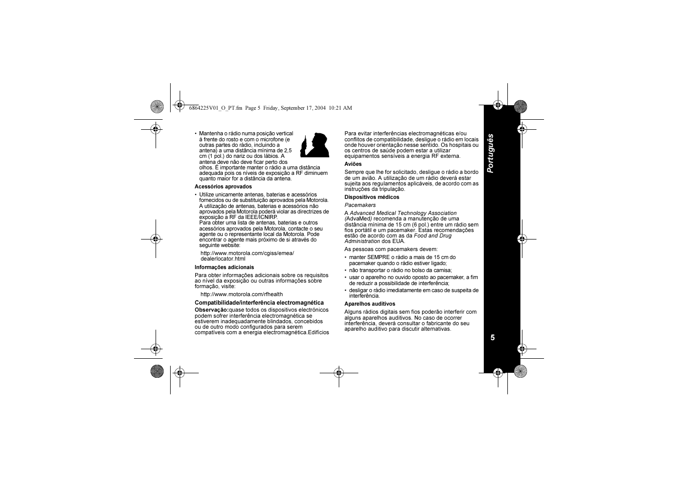 5p o rtuguês | Motorola XTL446 User Manual | Page 115 / 178