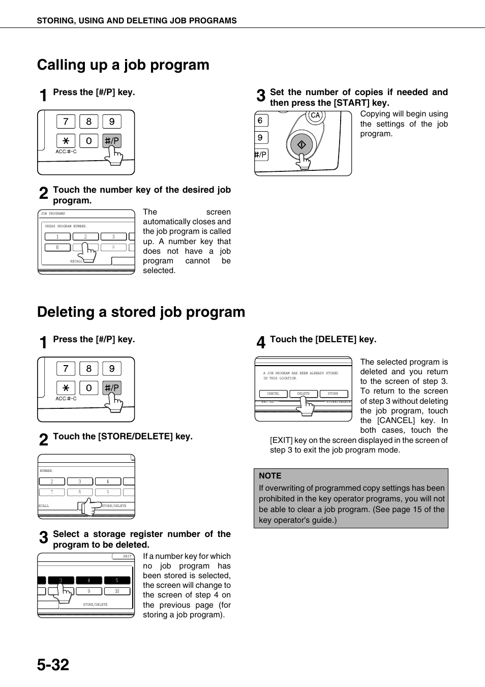 Calling up a job program, Deleting a stored job program | Sharp AR-M700N User Manual | Page 128 / 172
