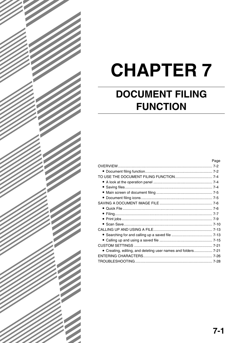 Document filing, Function, Chapter 7 document filing function | Chapter 7, Document filing function | Sharp AR-M700N User Manual | Page 135 / 172