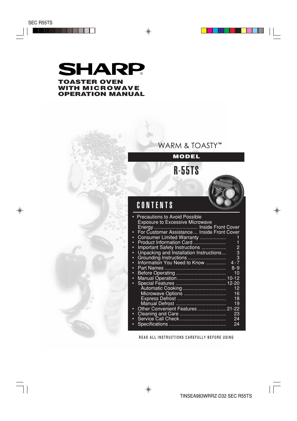 Sharp R-55TS User Manual | 28 pages