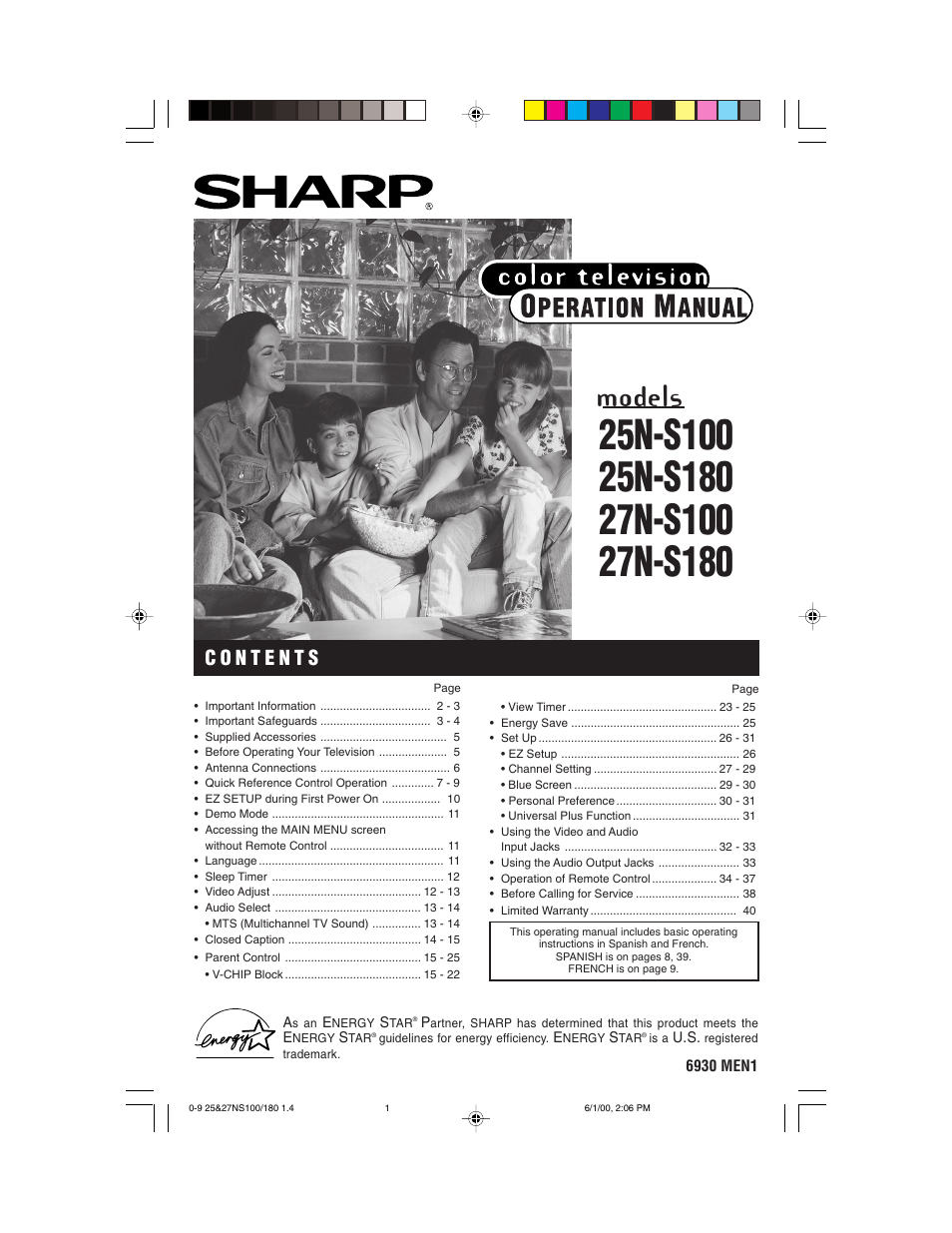 Sharp 25N S180 User Manual | 40 pages