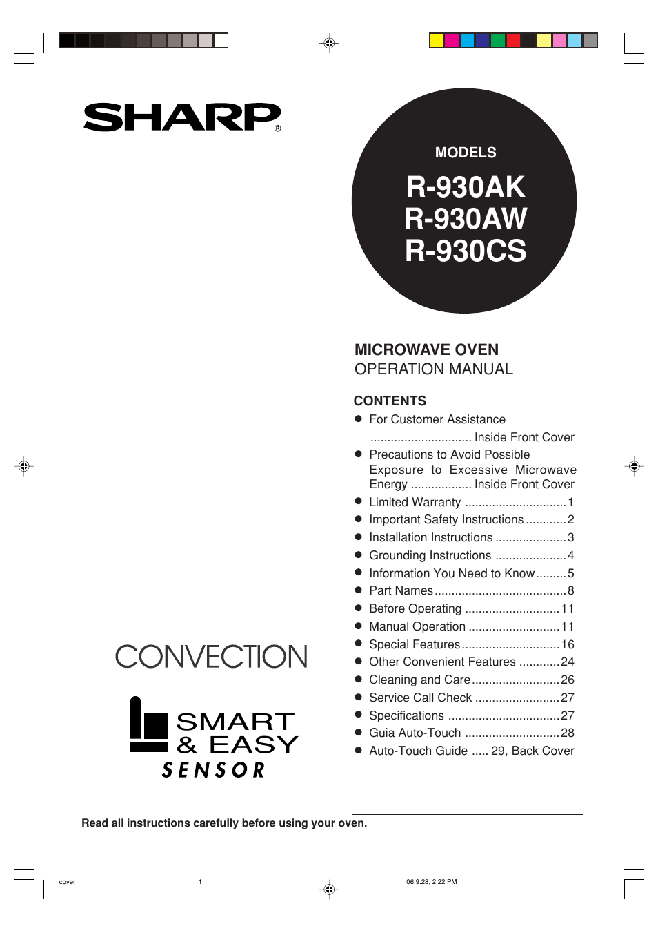 Sharp R-930AK User Manual | 32 pages