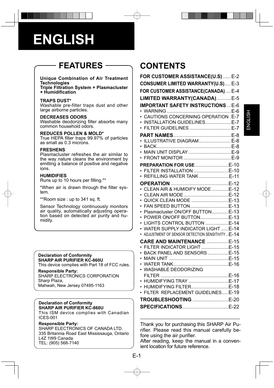 Sharp ENGLISHFRANAISESPAOL KC-860U User Manual | Page 3 / 68