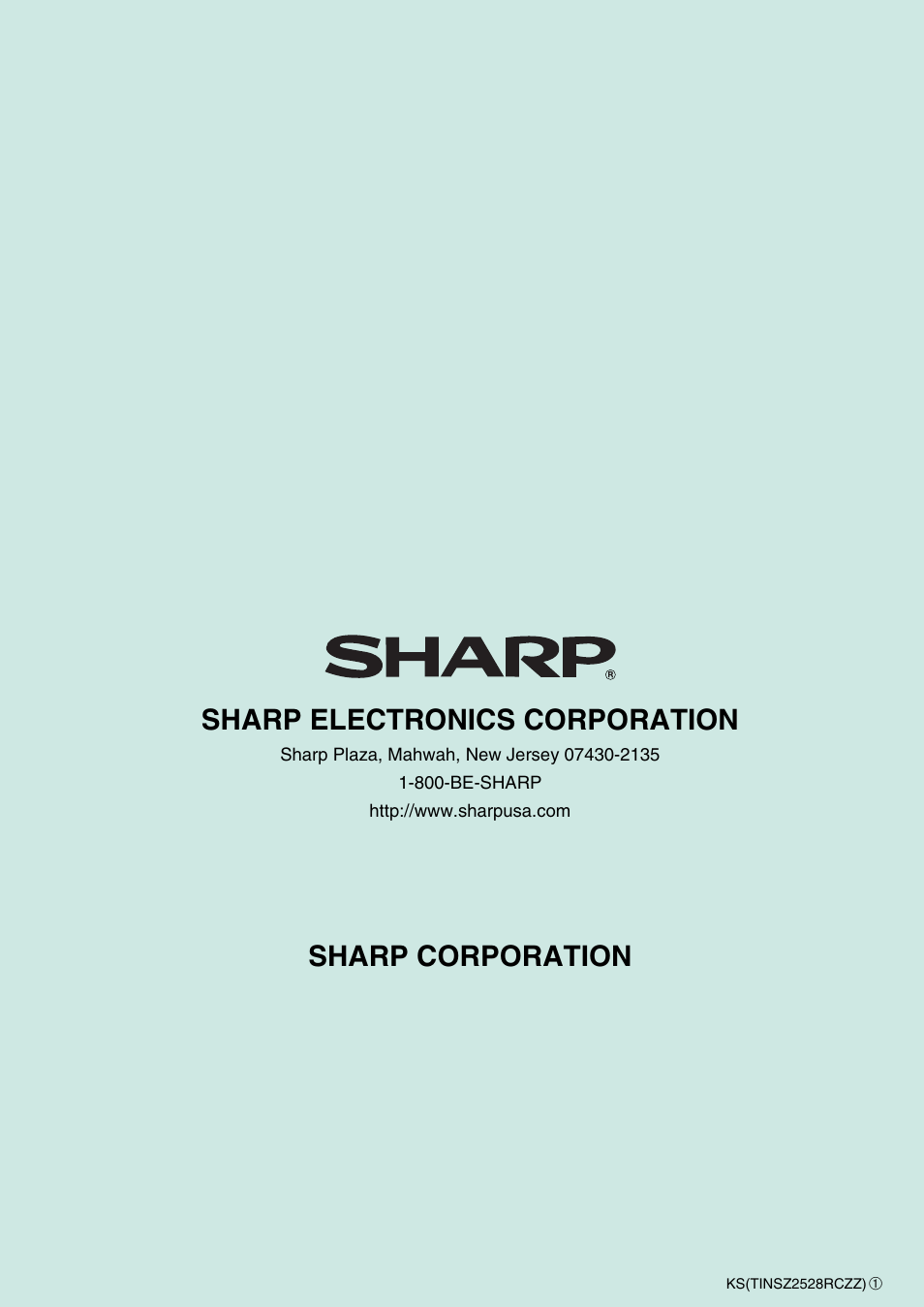 Sharp electronics corporation sharp corporation | Sharp Electronic Cash Register XE-A402 User Manual | Page 124 / 124