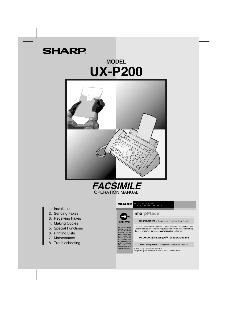 Sharp UX-P200 User Manual | 80 pages
