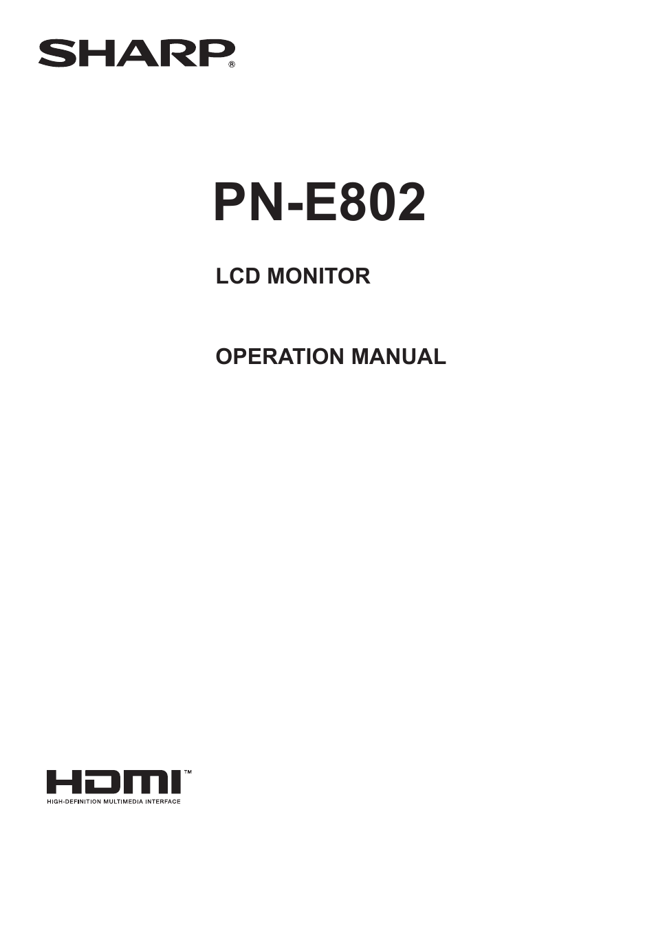 Sharp PN-E802 User Manual | 56 pages