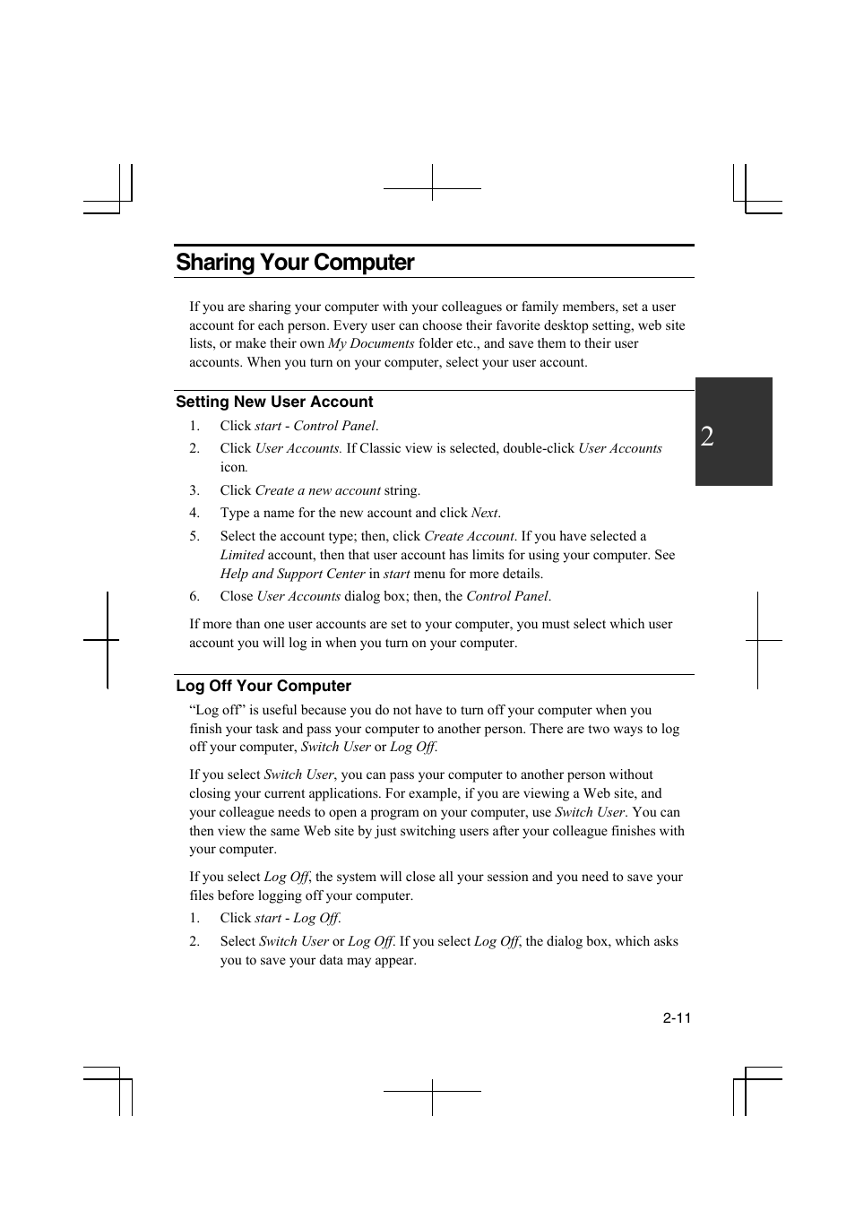 Sharing your computer | Sharp PC-MM1 User Manual | Page 37 / 123