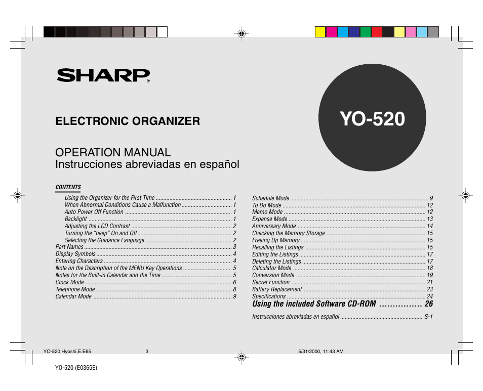 Sharp YO-520 User Manual | 40 pages