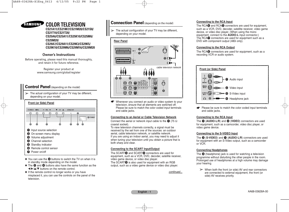 Samsung CS29A7 User Manual | 8 pages