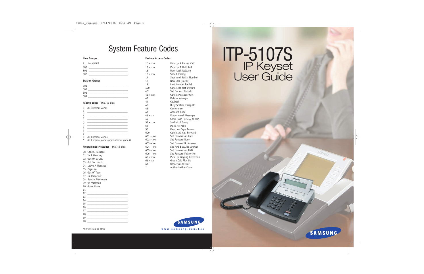 Samsung ITP-5107SIP User Manual | 86 pages