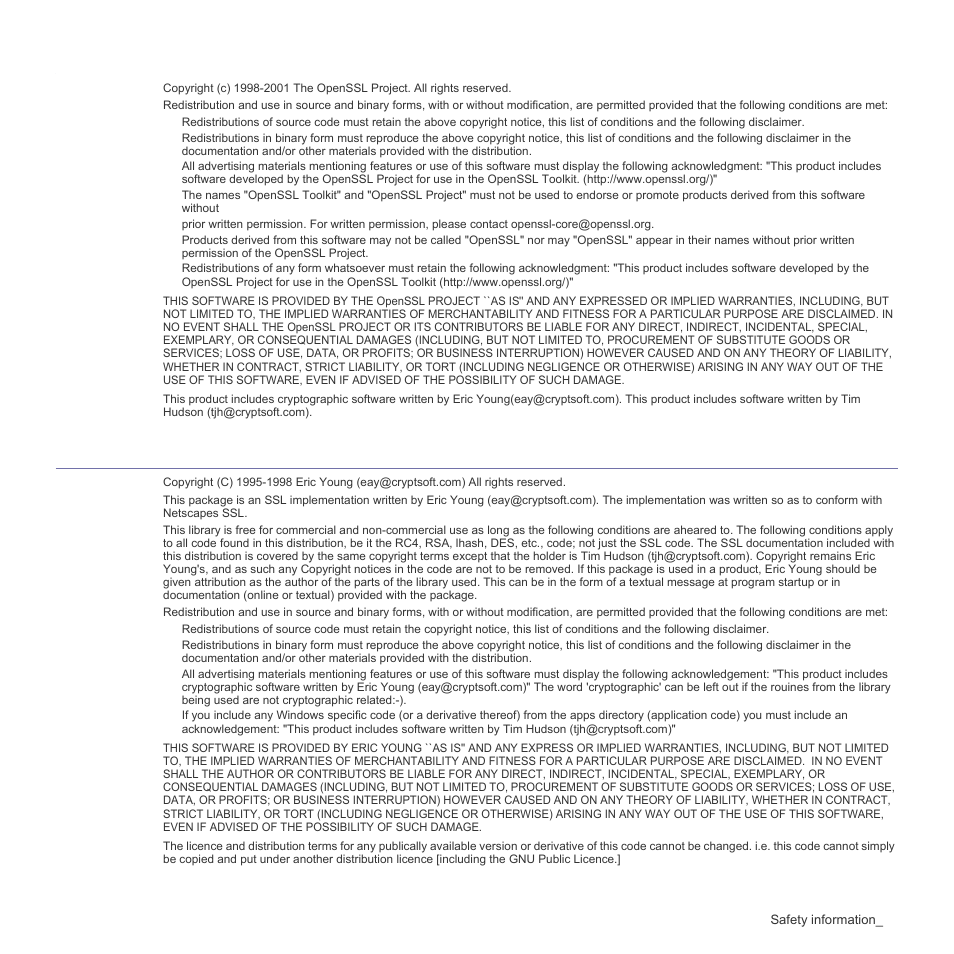 Openssl license, Original ssleay license | Samsung CLX-3175FN User Manual | Page 111 / 218