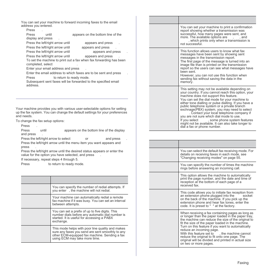 Fax setup, Changing the fax setup options | Samsung CLX-3175FN User Manual | Page 57 / 218