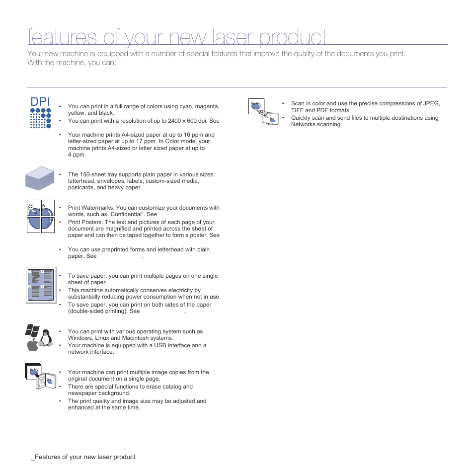 Clx-3175, clx-3175n, Features of your new laser product, Special features | Samsung CLX-3175FN User Manual | Page 99 / 218