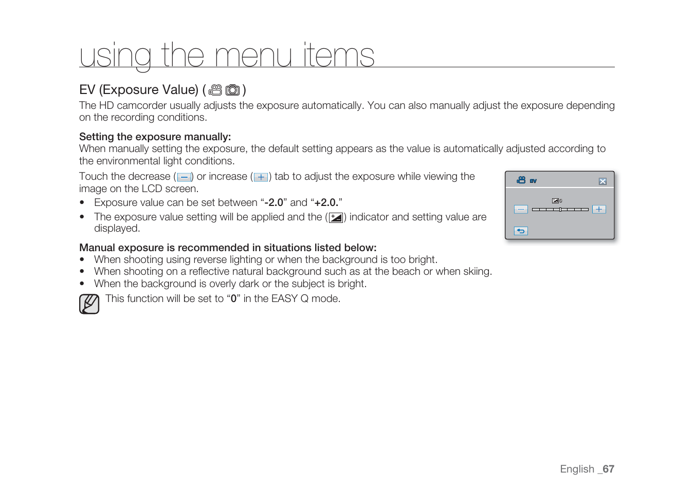 Using the menu items | Samsung HMX-H1062SP User Manual | Page 77 / 144