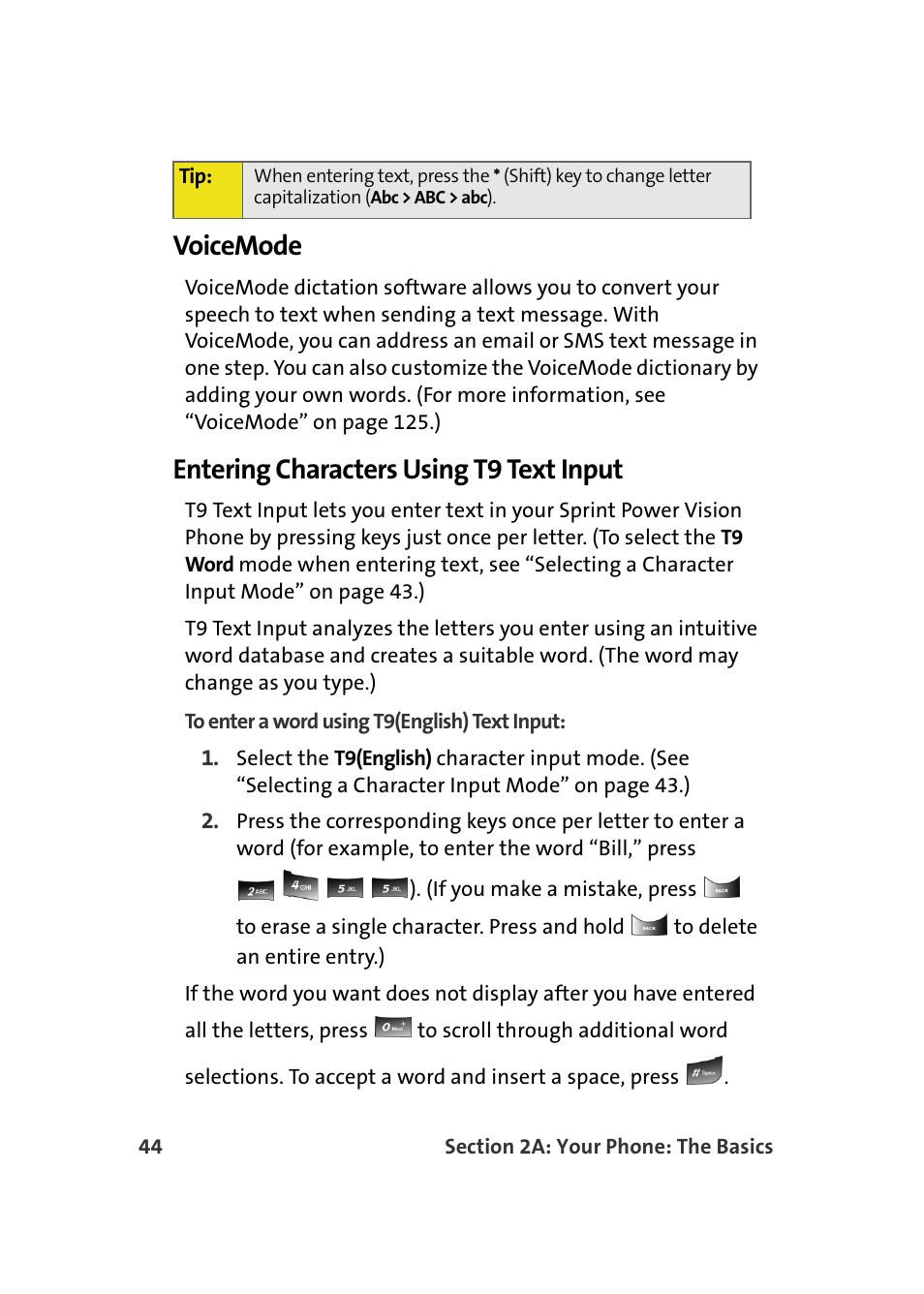 Voicemode, Entering characters using t9 text input | Samsung A900M User Manual | Page 68 / 276