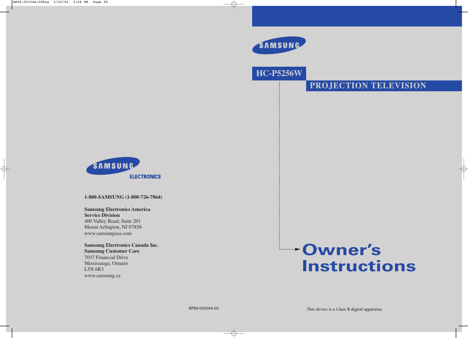 Samsung HC-P5256W User Manual | 79 pages