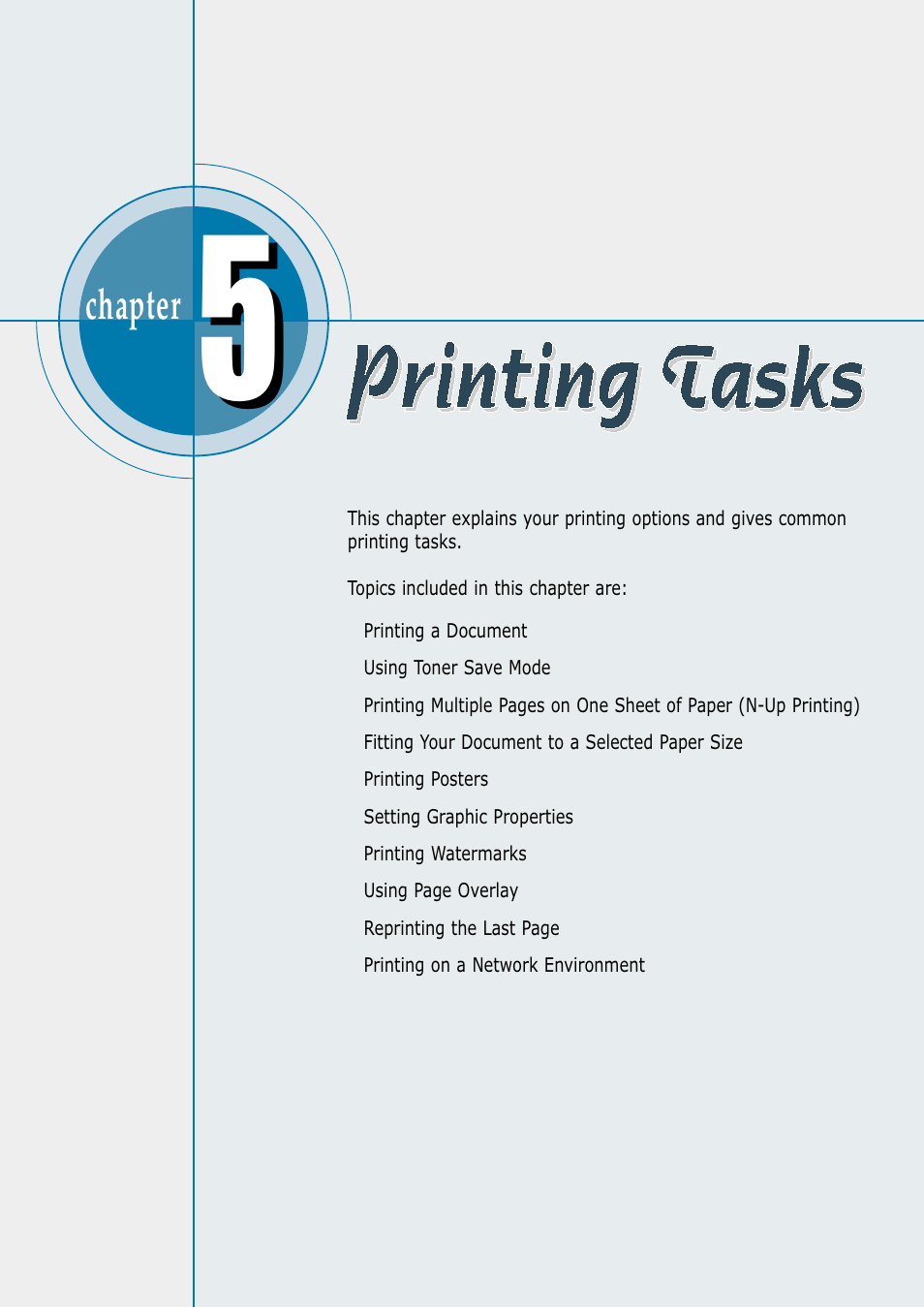 Printing tasks, Chapter 5 | Samsung ML-1250 User Manual | Page 48 / 136
