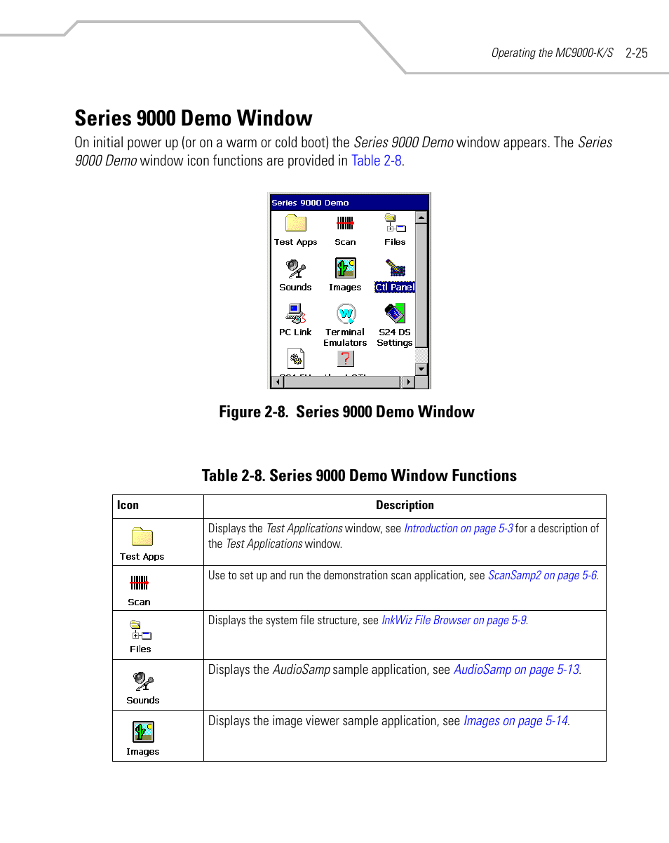 Series 9000 demo window, Series 9000 demo window -25 | Symbol Technologies MC9000-K User Manual | Page 73 / 534