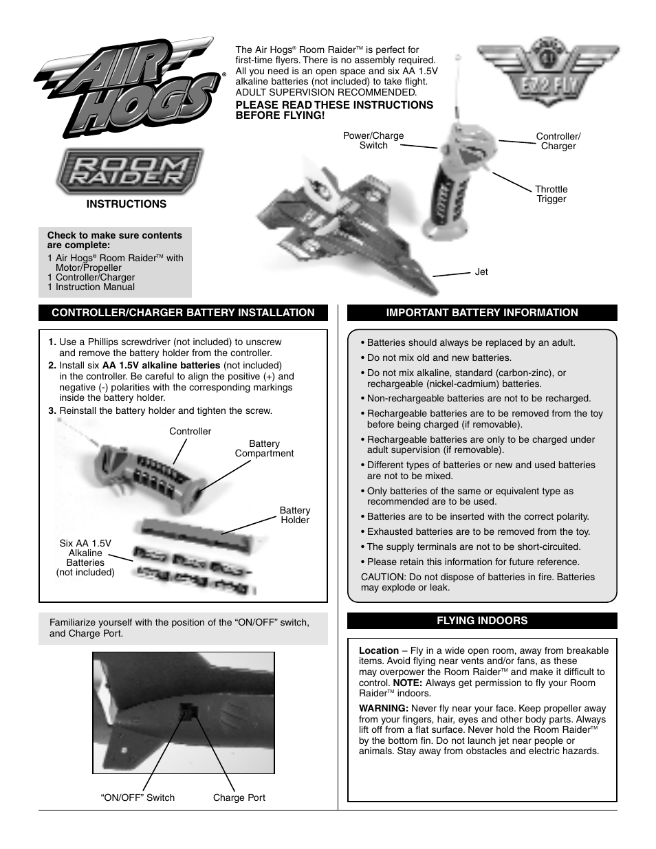 Spin Master Air Hogs Room Raider User Manual | 2 pages