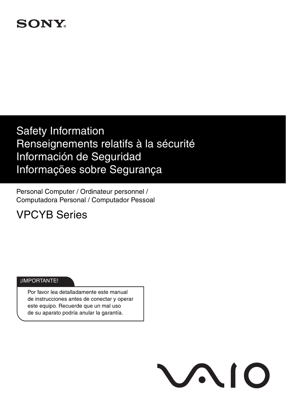 Sony VPCYB User Manual | 28 pages