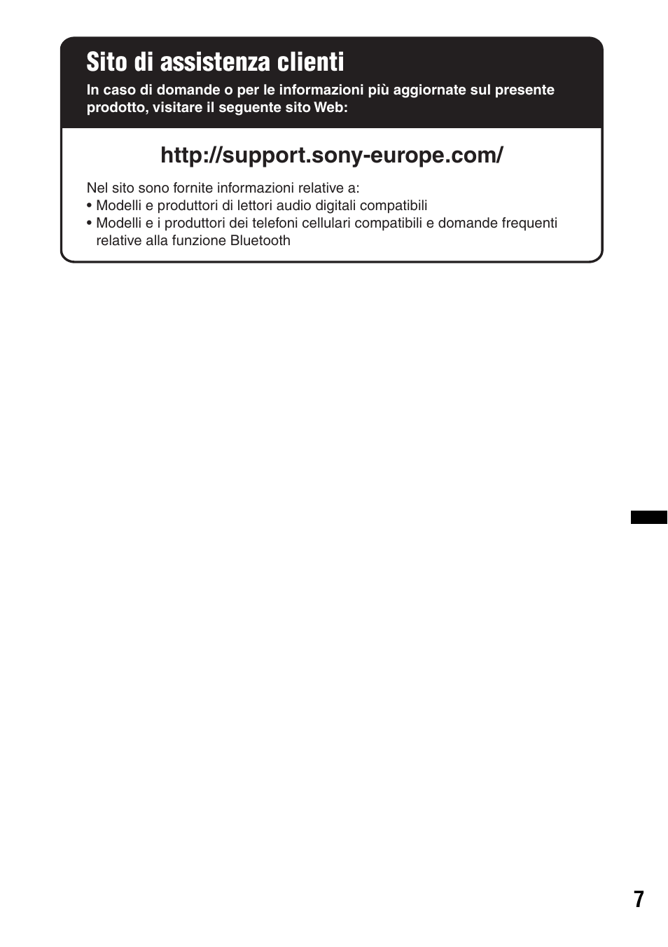 Sito di assistenza clienti | Sony XNV-L66BT User Manual | Page 165 / 248
