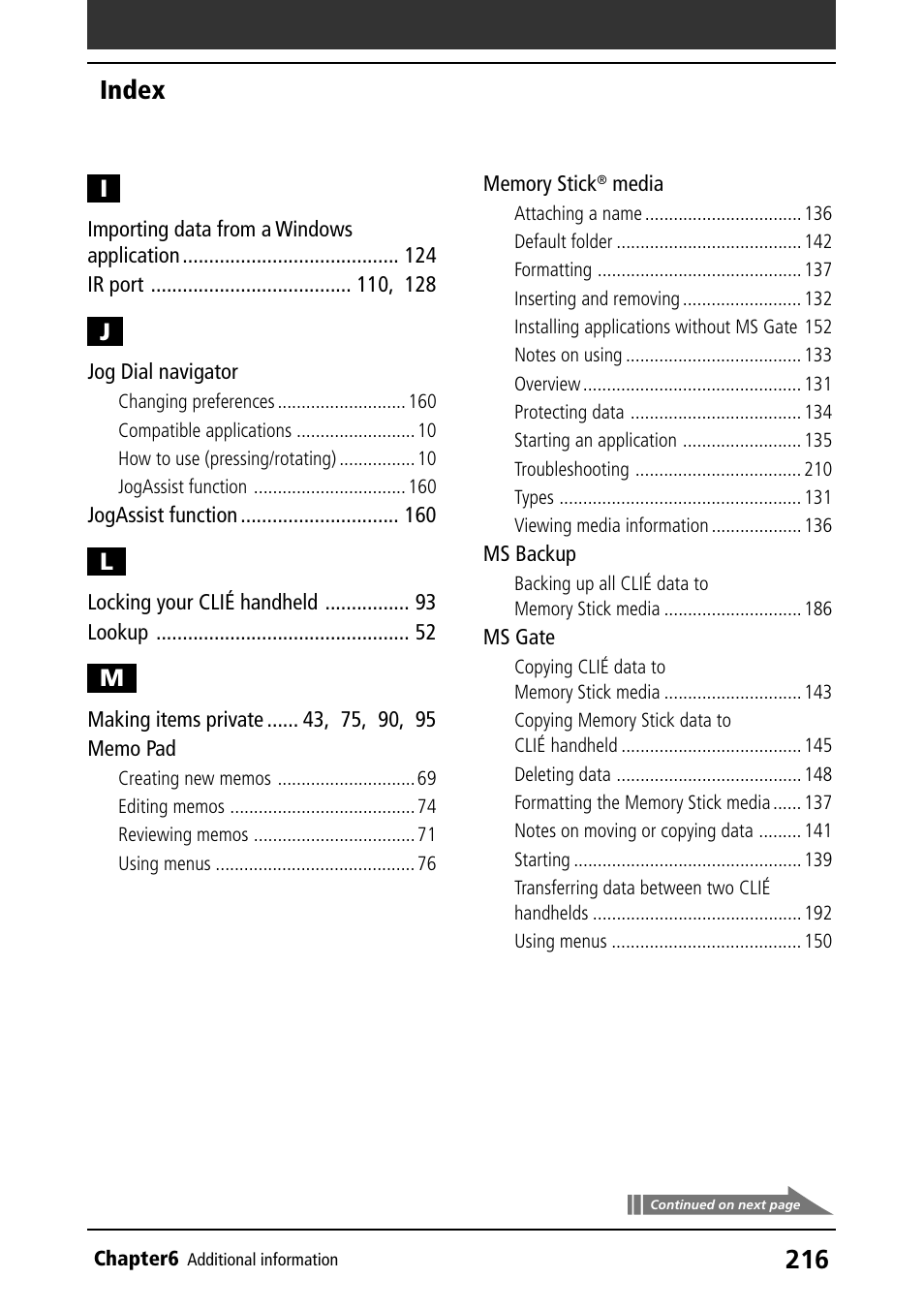 Index | Sony PEG-T415G User Manual | Page 216 / 220