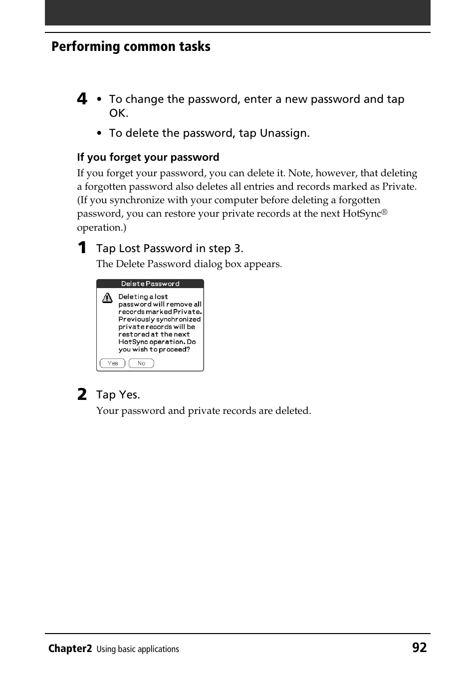 92 performing common tasks | Sony PEG-T415G User Manual | Page 92 / 220