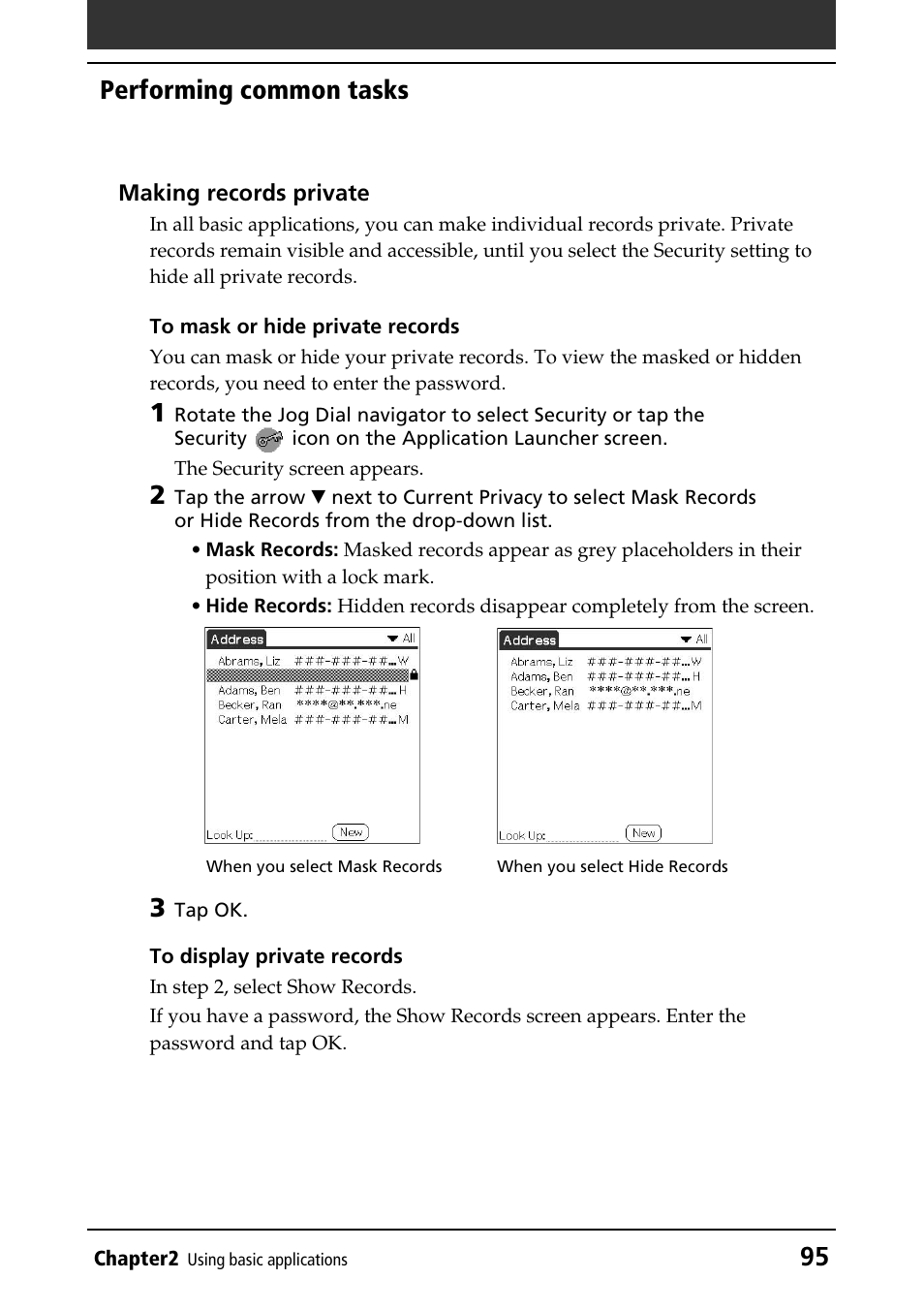 95 performing common tasks | Sony PEG-T415G User Manual | Page 95 / 220