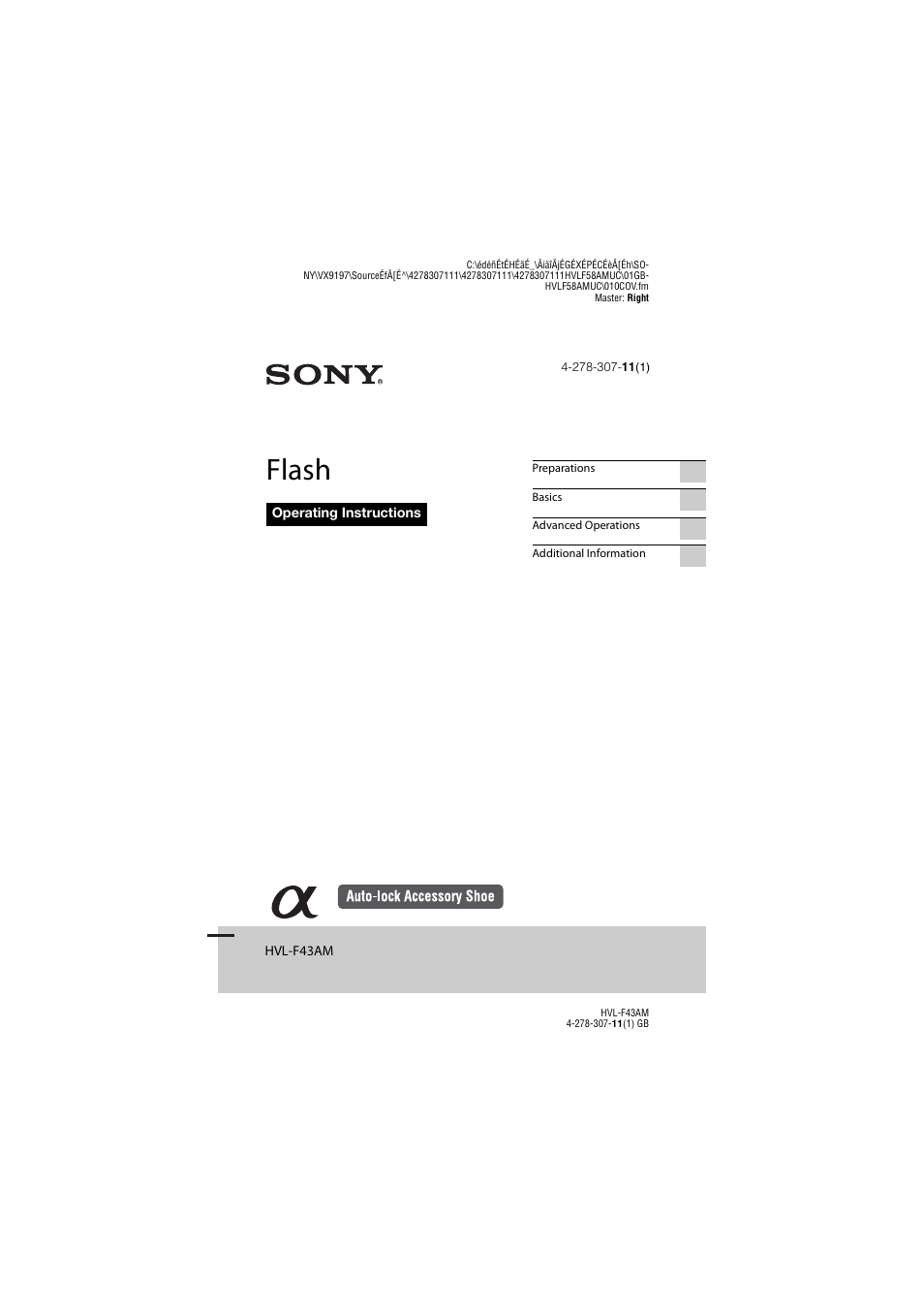 Sony HVL-F43AM User Manual | 76 pages