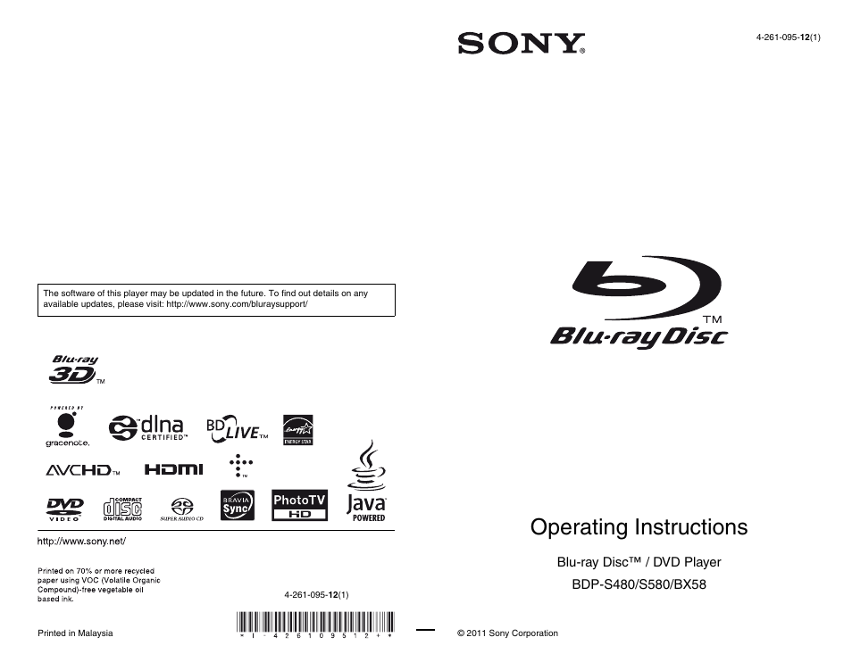 Sony BDP-BX58 User Manual | 35 pages
