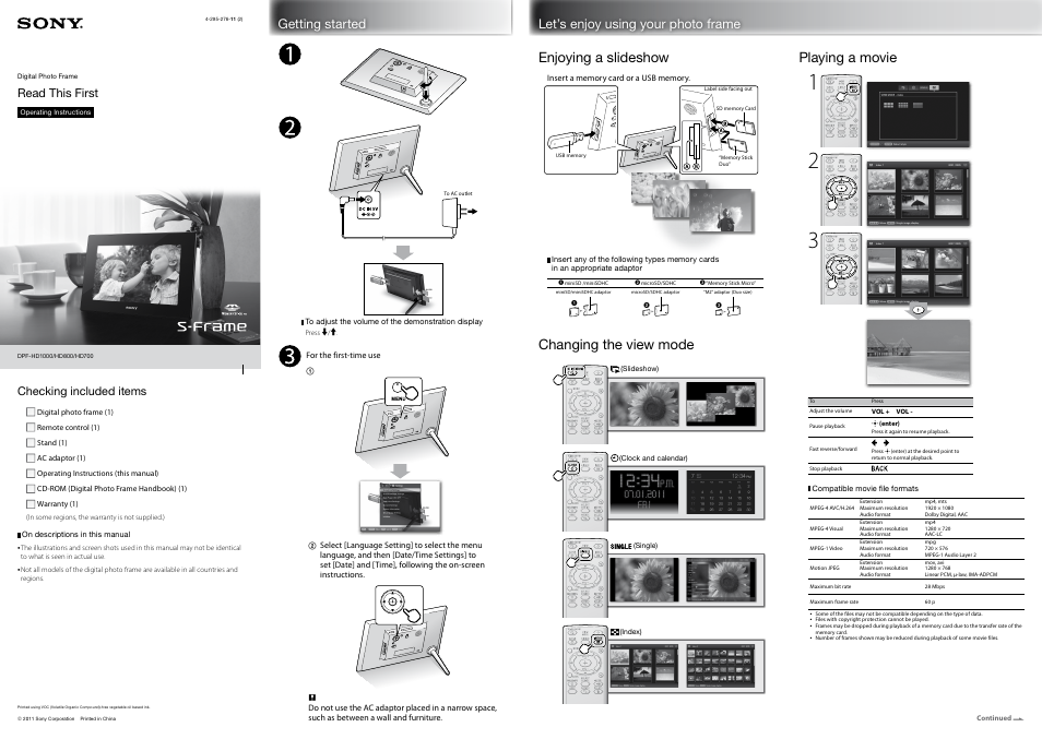 Sony HD800 User Manual | 2 pages