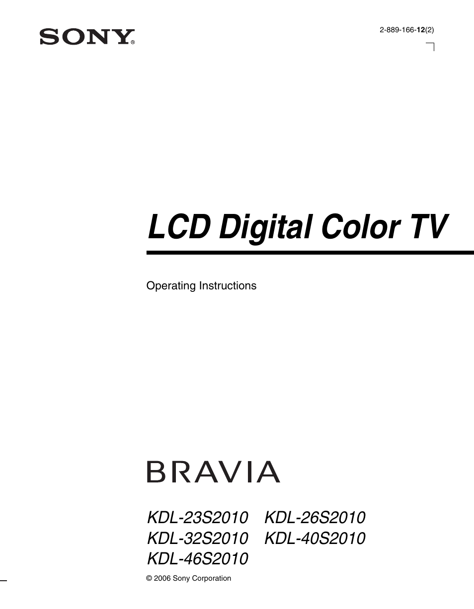 Sony BRAVIA KDL-26S2010 User Manual | 48 pages
