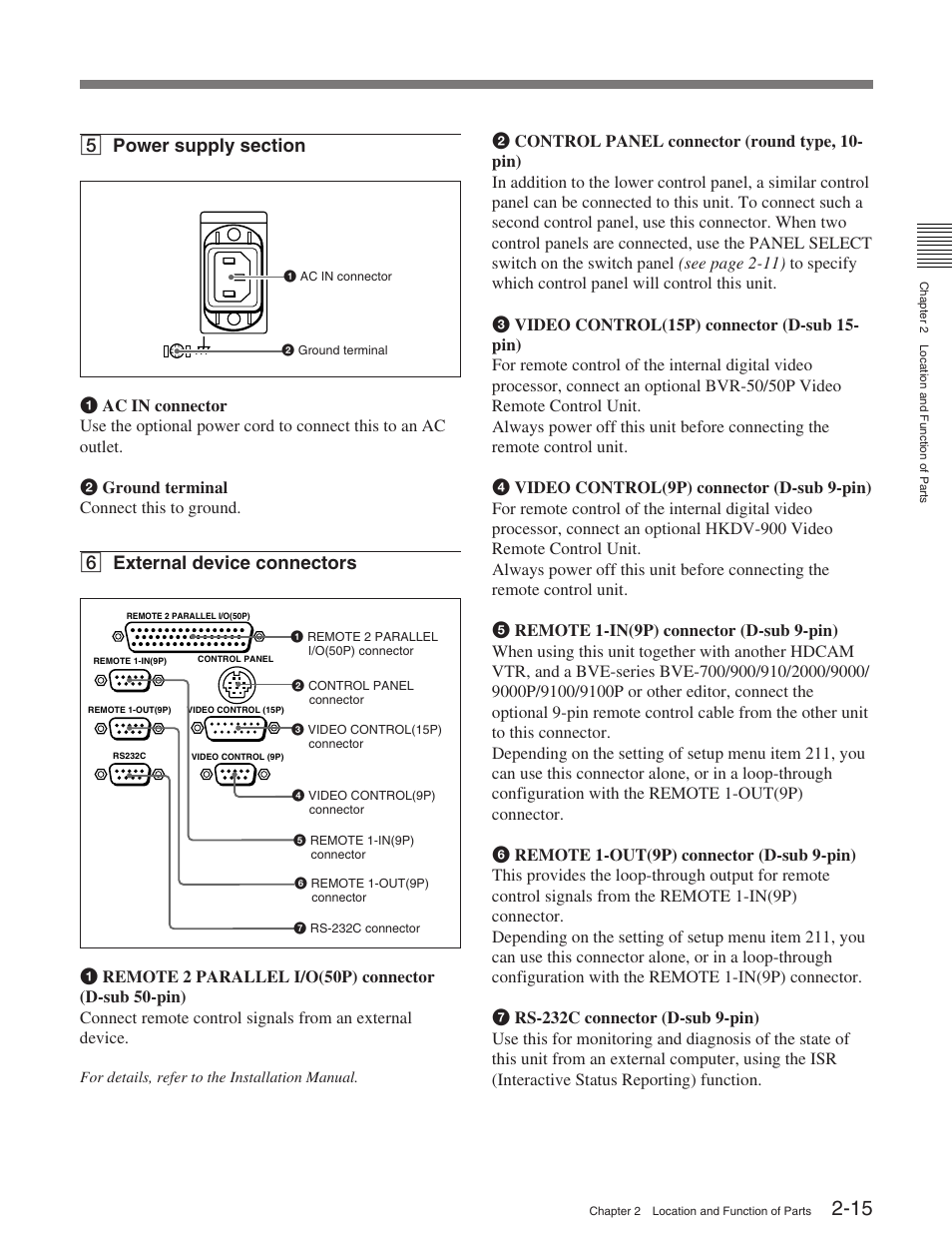 6 external device connectors | Sony HDW-M2100 User Manual | Page 23 / 115