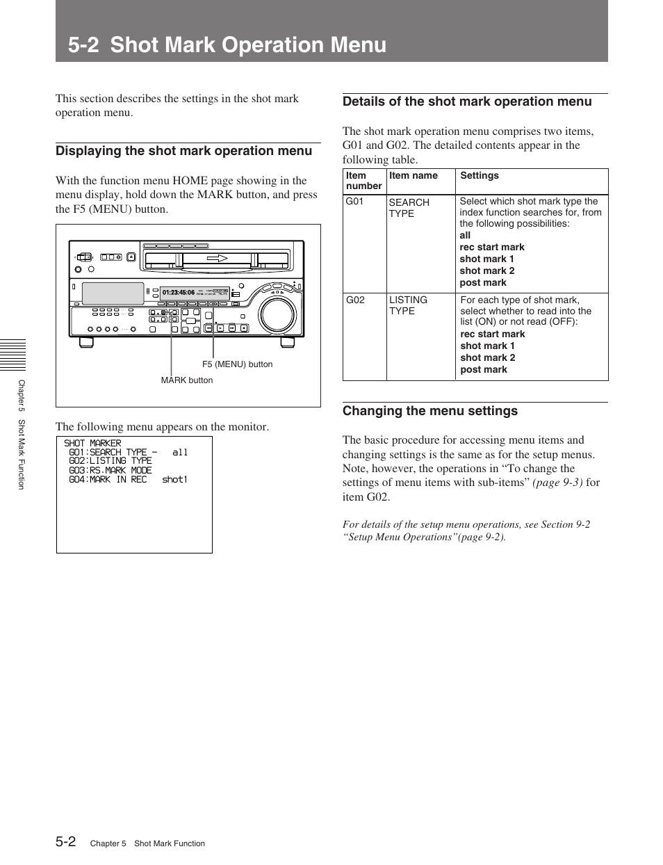 2 shot mark operation menu | Sony HDW-M2100 User Manual | Page 43 / 115